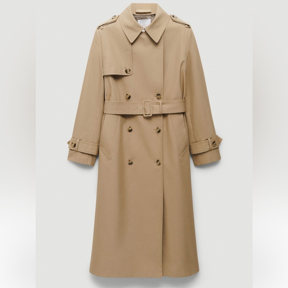 Mango double breasted cotton trench coat
